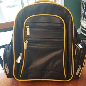 Black and Yellow Men's Backpack - Leather